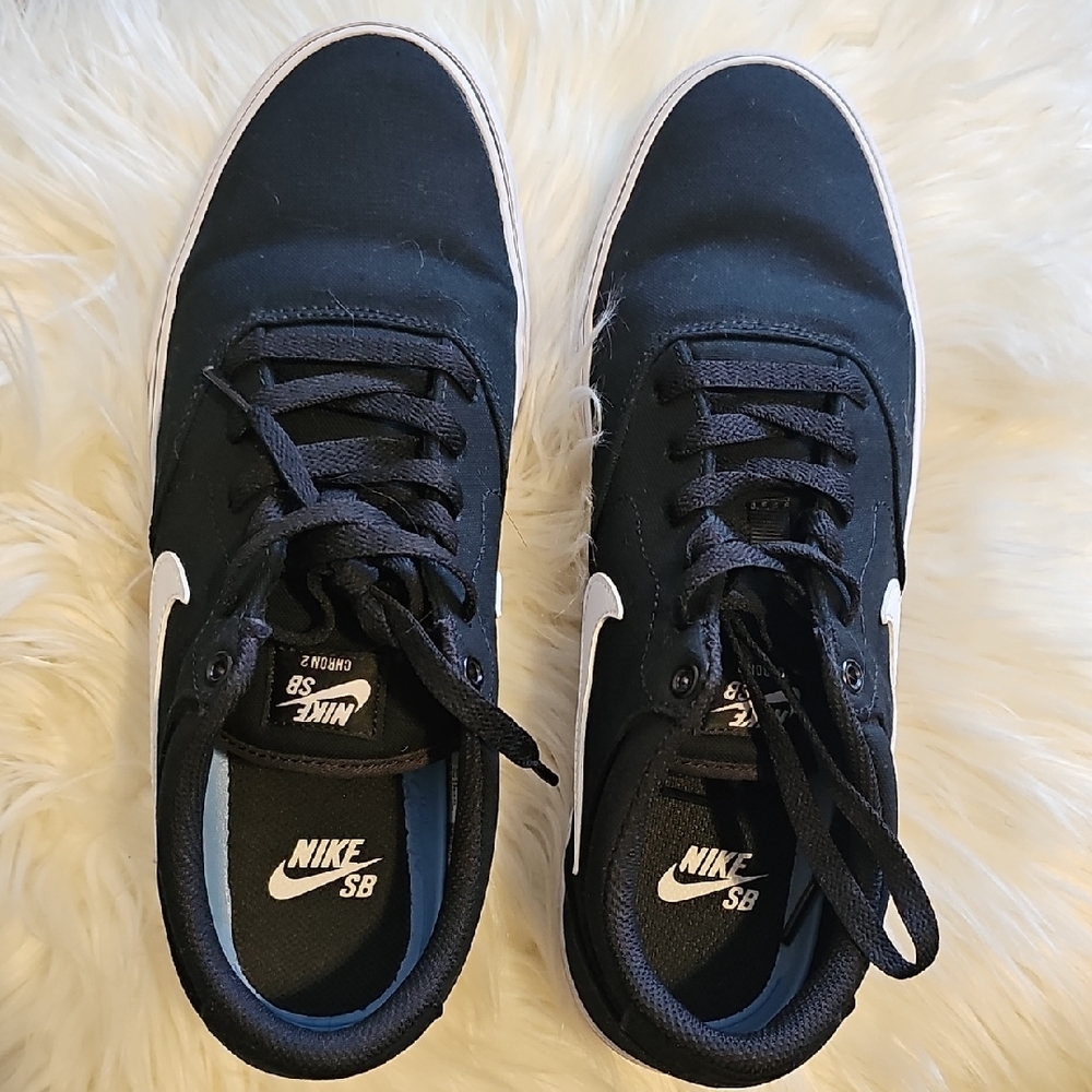 Nike SB CHRON 2 CNVS Black and White Skate Shoes Mens 9.5/Womens 11